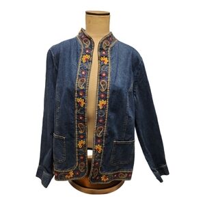 Alfred Dunner NWT Embroidered‎ Denim Jacket Size 10